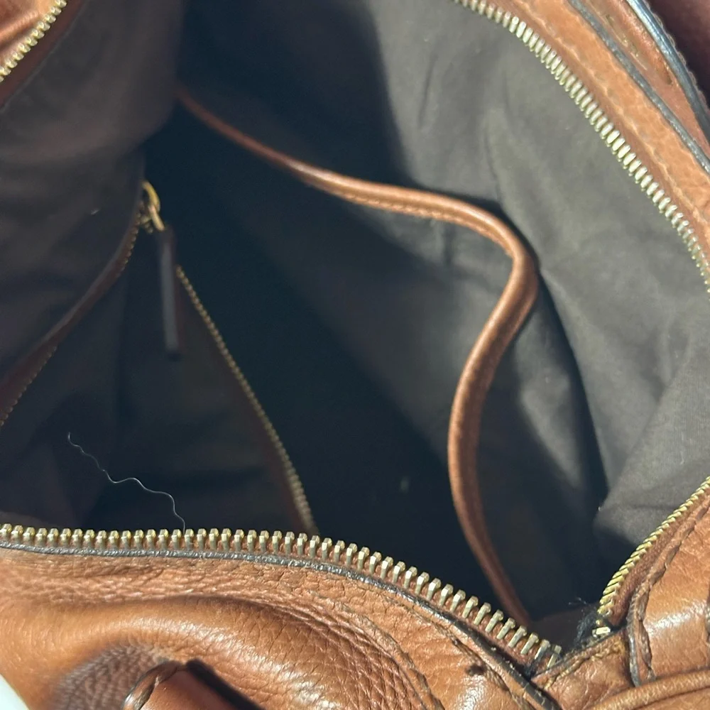 Vintage 90s Y2K Tod's Brown Leather Shoulder Bag with Timeless Design City Bag - Picture 4 of 7